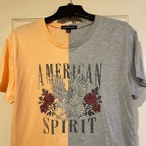 Social scene ladies crop top. 
Two tone orange and grey